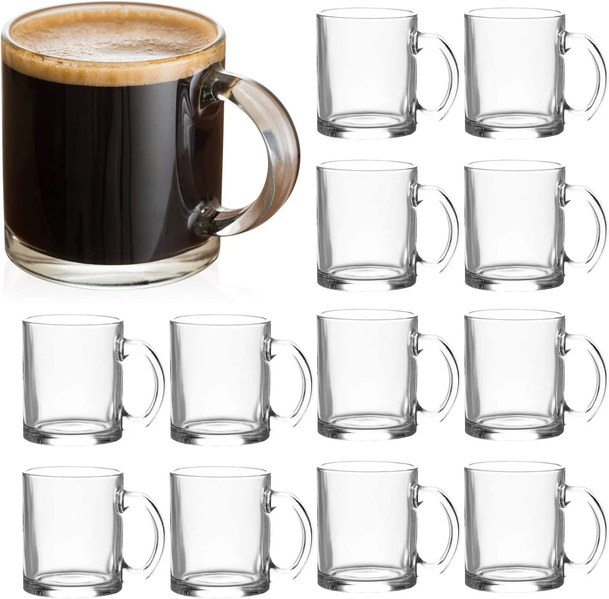 Double Wall Glass Coffee Mugs, 12 OZ Clear Glass Coffee Mugs