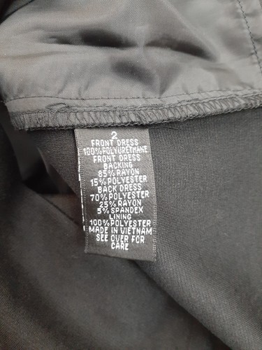 AB Studio Women's 2 Black Faux Leather Front Ponte Knit Back Sheath Dress Chic - Picture 4 of 8