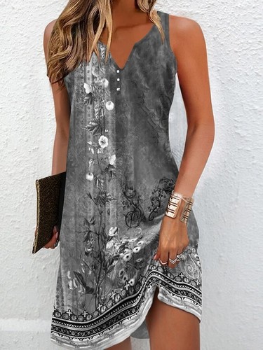 New style ladies' small suspenders sexy sleeveless printed dress long skirt - Picture 3 of 35