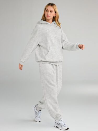 Women 2 Piece Outfit Lounge Hoodie Sweatsuits set Fall Fashion 2024 - Grey M - Picture 5 of 7