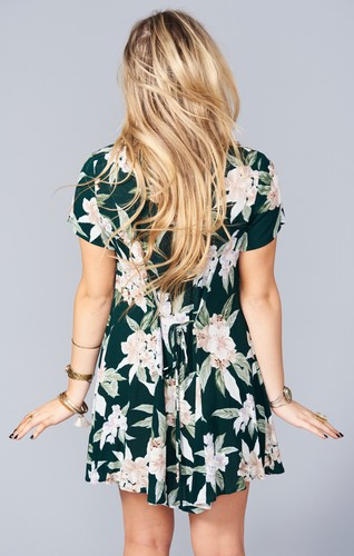 Show Me Your MuMu Ladies Short Sleeve Bennett Babydoll Mini Forest Dress NEW-L - Picture 4 of 5