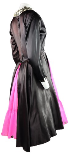 Vintage 50s US 6 8 (tag 12) Black Satin Pink Rockabilly Dress Costume Halloween - Picture 18 of 19