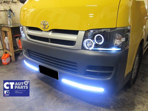 Black LED Angel Eyes Projector Headlights for 04-10 Toyota Hiace Van Head lights - Picture 4 of 5