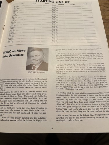 1970 Indiana Classic USAC Late Model Stock Car Indiana State Fair Program - Picture 7 of 13