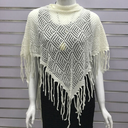 Fashion Womens Warm Knitted Shawl Wrap Cashmere Fringed Hollow Triangle Scarf US - Picture 21 of 21