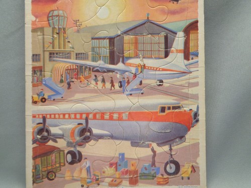 Vintage Playskool & Golden Press Puzzles Set of 2 - c1960s - Mailman & Airport - Picture 3 of 8
