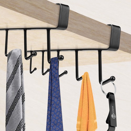 2x 6 Hooks Under Shelf Coffee Cup Mug Holder Hanger Storage Rack Cabinet Kitchen - Picture 5 of 36