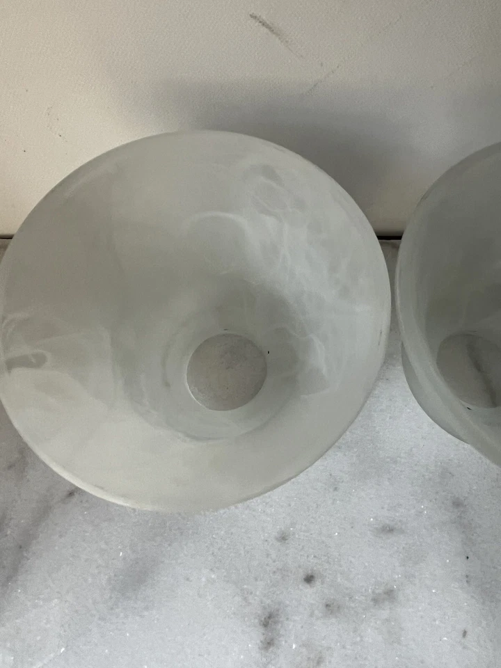 Juego de 2 pantallas de lámpara de vidrio para ventilador o tocador aspecto de alabastro/mármol esmerilado Foto 4 de 4