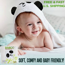 PANDA HOODED Baby Towel W/ Ears Large Ultra Soft Hypoallergenic BAMBOO 3PC SET