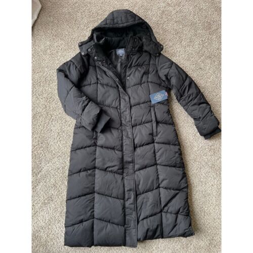 NWT St. John's Bay Maxi Puffer Coat Water Resistant Parka jacket Black women XL