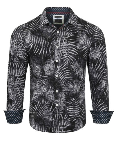 ZIMEGO Mens Holiday Hawaiian Long Sleeve Stretch Casual Aloha Button Down Shirt - Picture 4 of 13