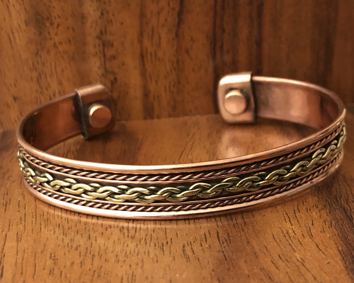 4-Pack Tibetan Pure Copper Magnetic Bracelets - Arthritis Pain Therapy Cuff Bangles For Men & Women