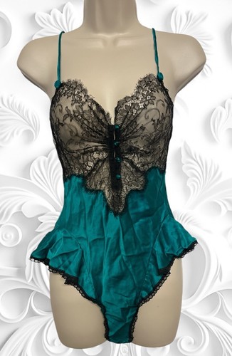 Vintage CHRISTIAN DIOR Silk Lace Teddy BabyDoll Slip Romper Lingerie Petite