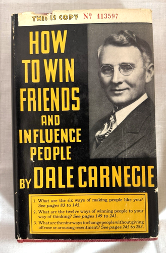 How to Win Friends & Influence People Dale Carnegie 1st Ed 21st Print 1937 HCDJ