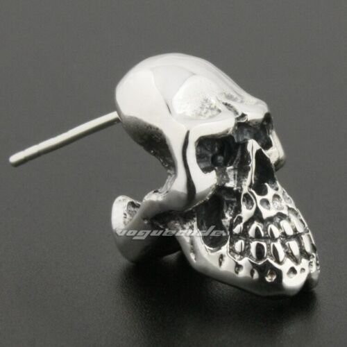 Huge Skull 925 Sterling Silver Stud Earring Mens Biker Punk Jewellery 8R020B - Picture 7 of 8