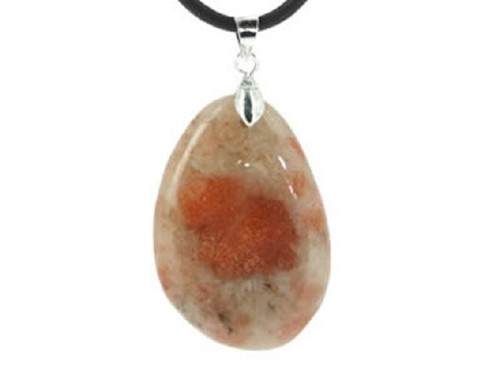  PIERRE DE SOLEIL NATURELLE PENDENTIF COLLIER  - Picture 1 of 3