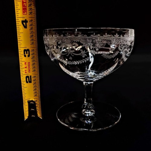 Bicchieri da vino eleganti 2 cristalli ago inciso Fleur De Lis steli bevande fantasia - Foto 7 di 8