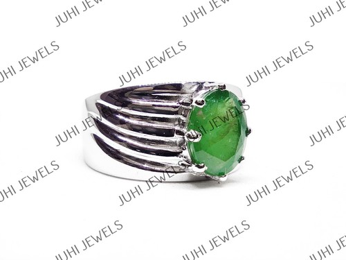 925 Silver Emerald Ring Men 2.5 Ct Emerald Engagement Ring Natural Emerald Ring - Picture 4 of 6