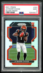 2021 PANINI PRIZM #337 Ja'MARR CHASE SILVER PRIZM PSA 9