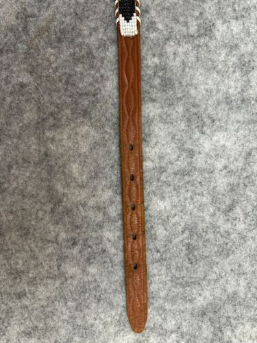 Vtg Leather Thin Belt Thunderbird Beaded Western Native American Phoenix Child - Picture 2 of 13