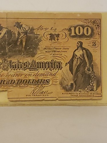 Vintage Confederate States Of America 100 Dollar Bill Richmond History Reprint - Picture 4 of 11