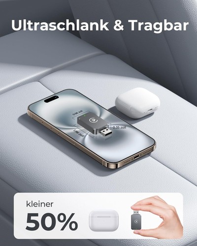 Wireless CarPlay Android Auto Adapter 2in1 Plug Play für iOS Android Grau - Afbeelding 5 van 7