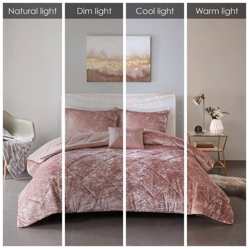 Intelligent Design Comforter Set King/Cal King 4-Piece Blush w/Throw Pillow - Picture 4 of 7