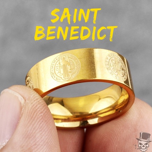 Anillo de San Benito de acero inoxidable Sculpt Rings™ - Banda de protección espiritual - Imagen 7 de 10