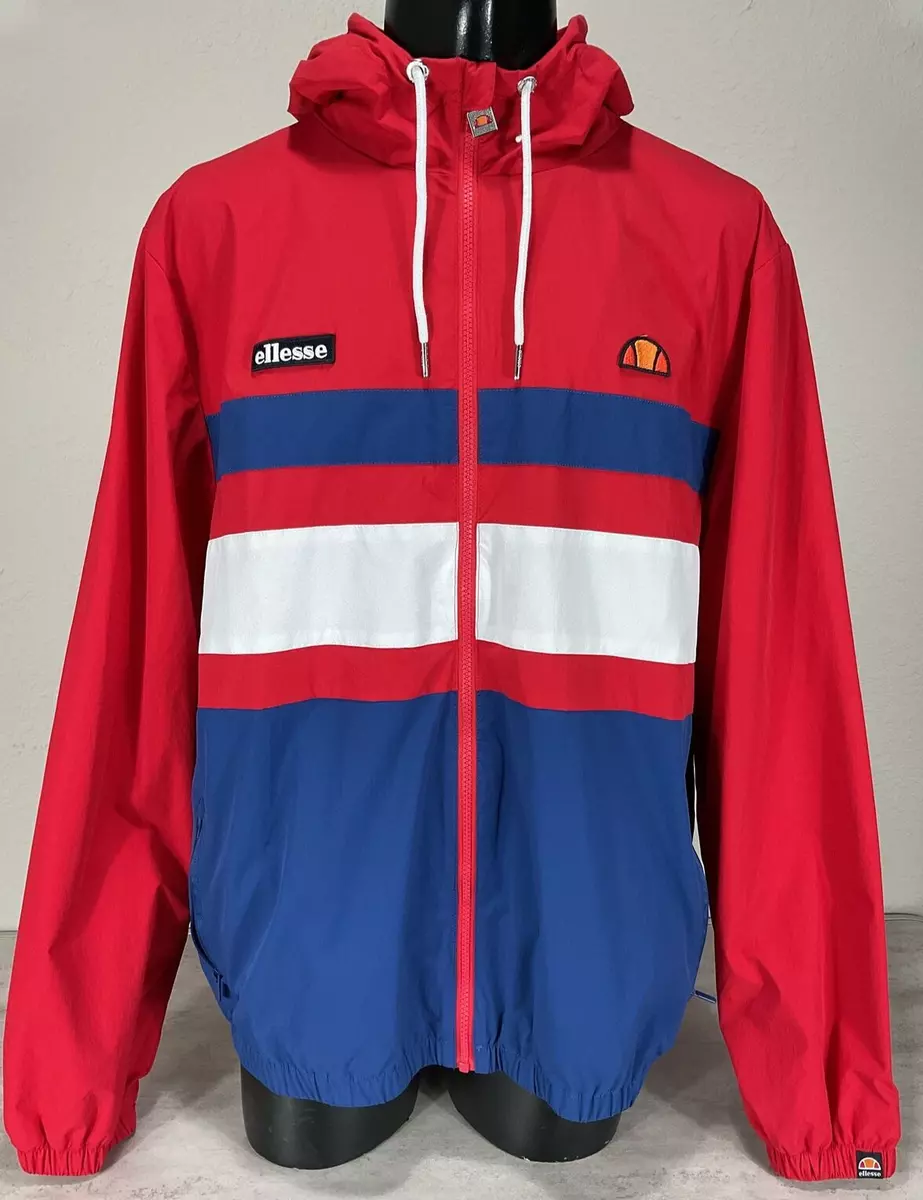 ellesse nucci Long Sleeve Hooded Windbreaker 2XL Red Navy White $130 | eBay