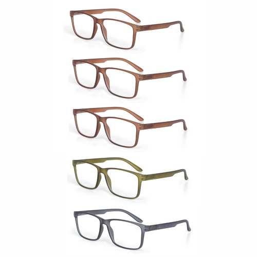 EYE ZOOM 5 Pack Rectangular Plastic Frame Reading Glasses for Men and Women - Picture 36 of 39
