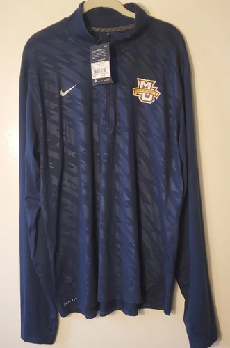 Marquette University Navy Dri-Fit Training Top Mens XL Long Sleeve Quarter Zip