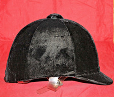 International Riding Helmets Long Oval Black Velvet Horse Riding Hunt Cap Size 7