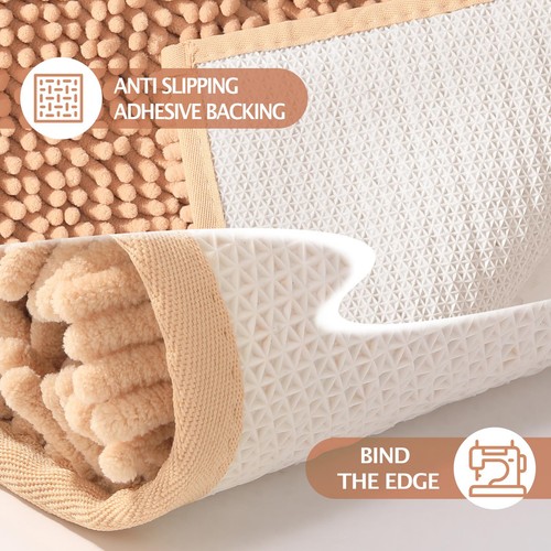 Bathroom Rugs 2 Piece Set – Absorbent, Non-Slip, Soft Chenille Bath Mat, Mach... - Picture 5 of 7