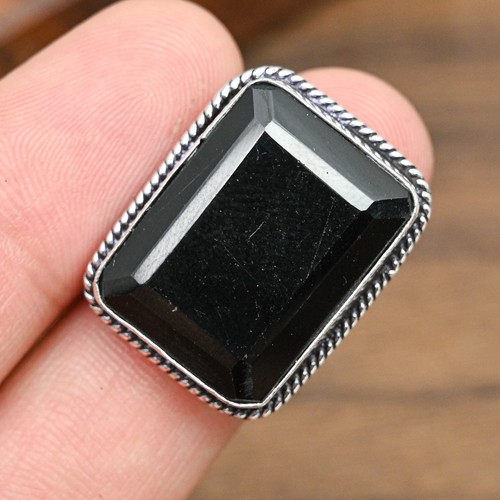 AAA+ Black Spinel Gemstone Handmade 925 Sterling Silver Birthstone Jewelry Ring - Picture 2 of 4