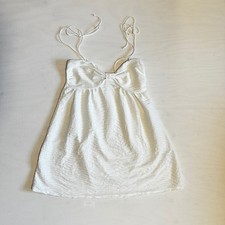 PrettyLittleThing Womens White Textured Wavy Mini Dress Tie Strap Size 10
