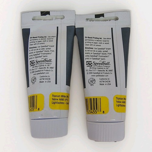 Lote de 2 tintas de impresión en bloque Speedball amarillas 3455 a base de aceite de 1,25 oz (37 cc) cada una - Imagen 2 de 3