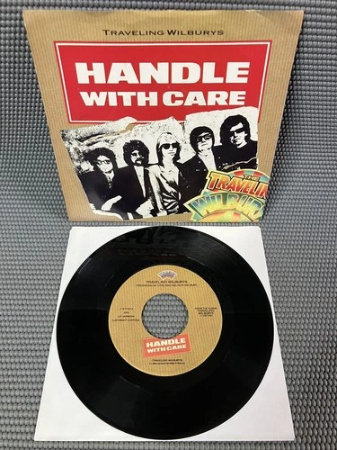 Traveling Wilburys Handle With Care 45rpm 1988 Petty Dylan Harrison Beatles VG+