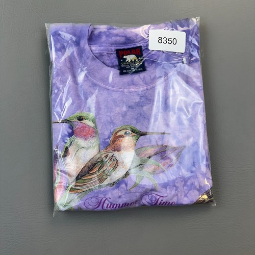 Vintage Polar Graphics USA Shirt Womens Medium Tie Dye Hummingbird Deadstock 90s - Picture 14 of 14
