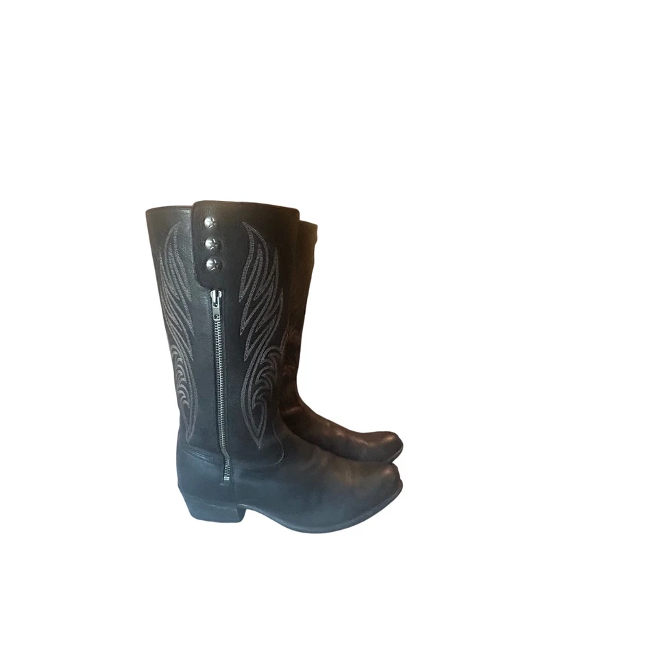 Botas vaqueras occidentales Ariat para mujer de cuero negro con cremallera estilo 10012886 talla 10B Foto 2 de 4