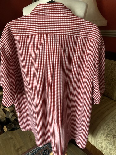 Camisa para hombre 5XL roja blanca a cuadros manga corta suave con botones Pit2pit 32 pulgadas - Imagen 4 de 4
