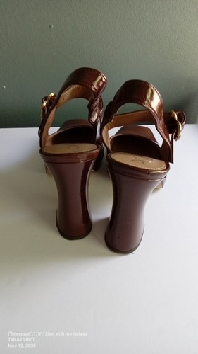 Sam Edelman Jildie Mary Jane Slingback Pumps (Brown Patent) Size 8. 5M - Picture 3 of 12