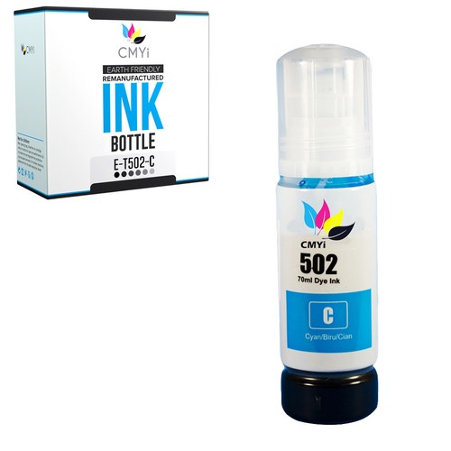 1 PK Replacement 502 Cyan Ink Bottle for Epson Ecotank Expression Printers - Picture 1 of 7
