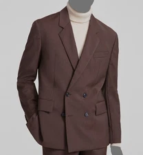 Hugo Boss Men's Brown Modern-Fit Double-Breasted Suit Separate Jacket Size 38R