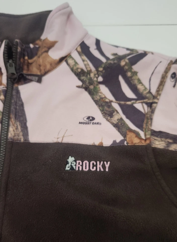 ROCKY Womens Brown Fleece Pink Mossy Oak Jacket Sz XL Hunting Camo Soft Y2K - Image 2 of 4
