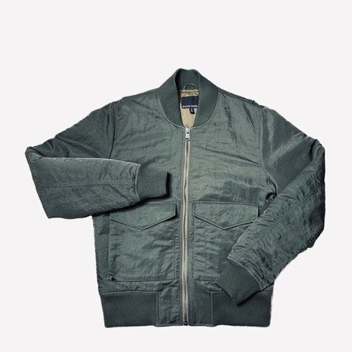 Banana Republic Vintage Bomber Jacket Earthen Dark Olive Green Men’s Size M Tall - Picture 5 of 12