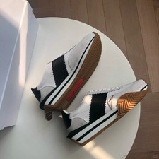 Tom Ford Mens White Suede & Leather Retro Pla...