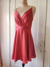 Express Sz Small Coral Pink Satin V-Neck Mini Dress