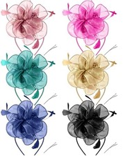 6 Pcs Fascinators Hat Tea Party Headwear Ribbons Feather Women Fresh Color