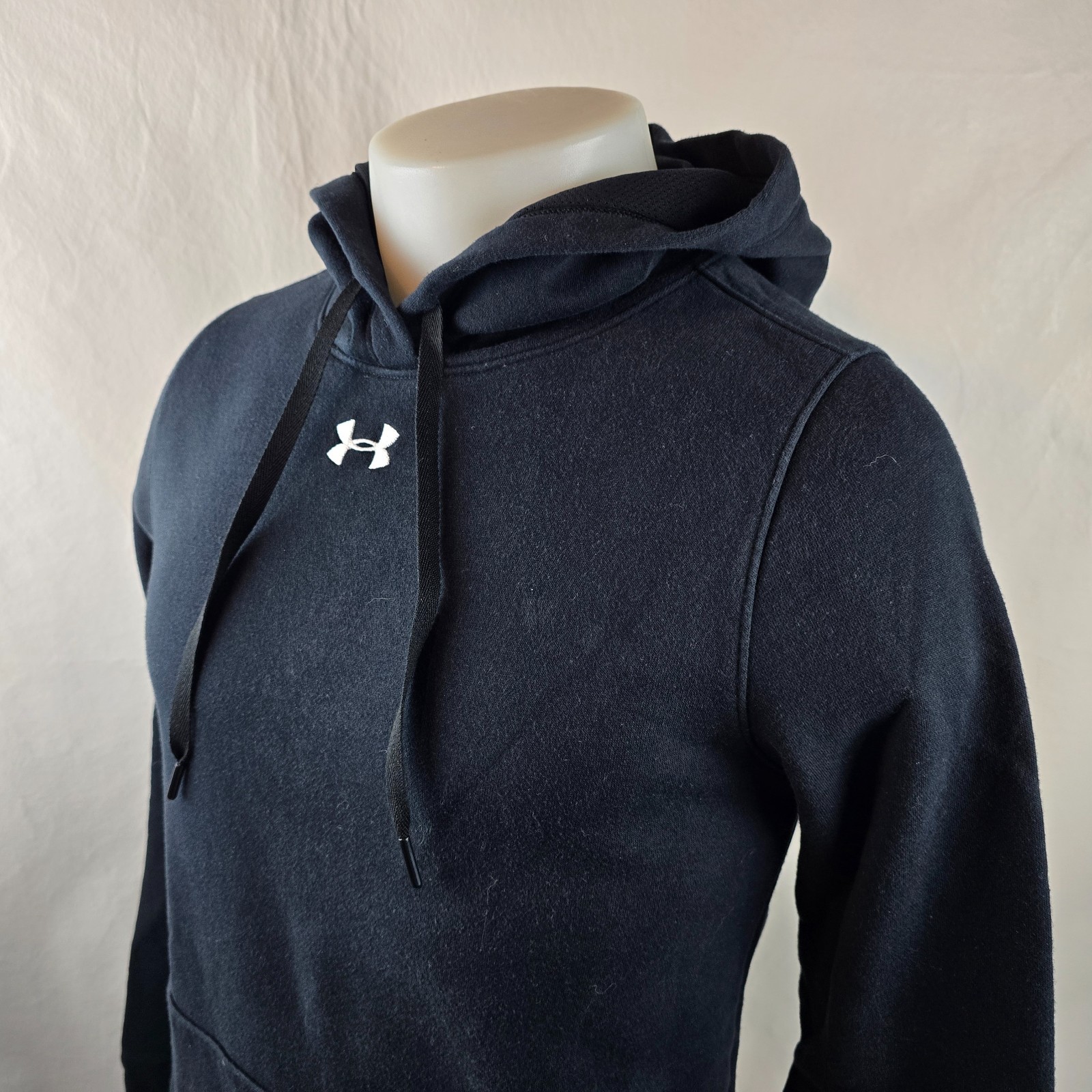 Under Armour Hoodie Womens Small Black Hustle Fleece Pullover Loose Sweatshirt thumbnail 5