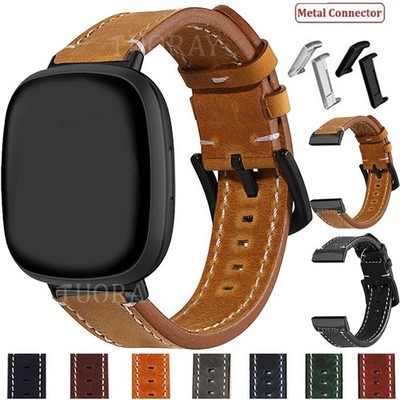 Für Fitbit Versa 4 3 / Sense 1 2 Klassiker Leder Armband Uhrenarmband Ersatzband